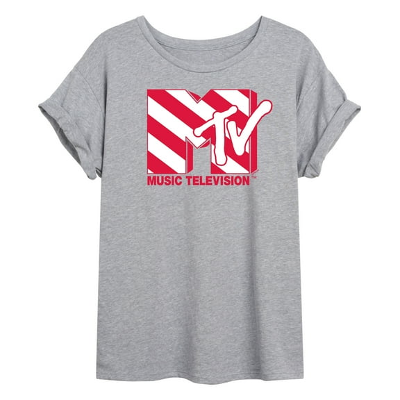 MTV - Candy Cane - Juniors Ideal Flowy Muscle T-Shirt