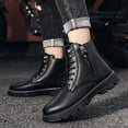 thumbnail image 4 of Botas Martin con cremallera y aumento de altura para hombre, informales, de cabeza redonda, con costuras de otoño e invierno, color negro, 4 of 6