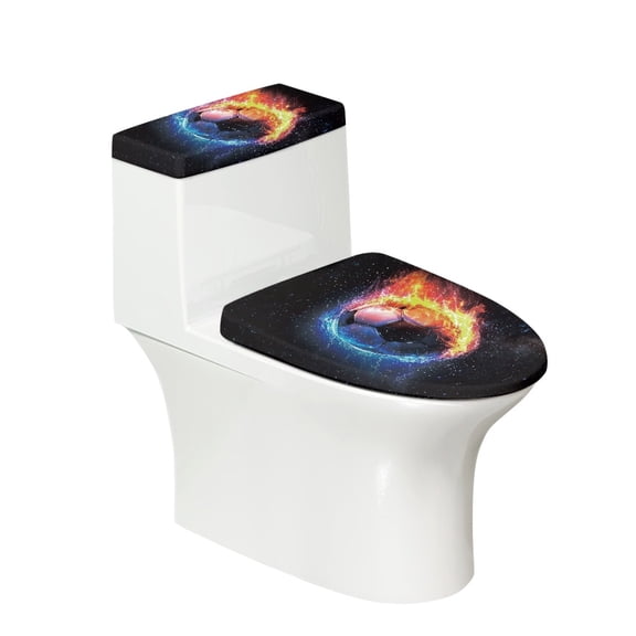 HELLHERO Football Pattern Toilet Cover & 2 Pcs Set Lid Cover Set for Toilet & Stretch for Bathroom Home Comfort