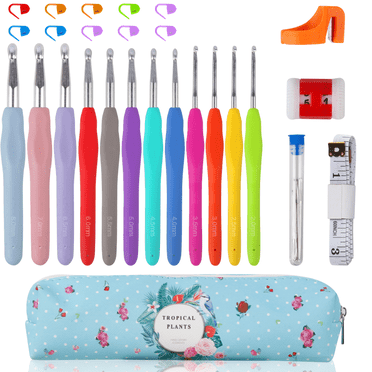 45-Piece Crochet Hook Set – 14 Sizes (2mm-10mm) – Ergonomic, Extra Long, Silicone Handle
