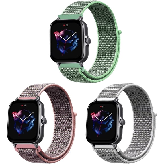 KONEE Nylon Bnad Compatible with Apple Watch Series 8 7 41mm 40mm 38mm Strap Bracelet Adjustable Replacement Wristband for i Watch SE Series 8 7 6 5 4 3 2 1 - Pink Green Grey