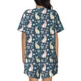 thumbnail image 6 of Fuzoiu Cute Rabbit Floral Print Women's Short-Sleeved Pajama Set,Lounge Sleepwear Set,Womens Pajama Sets 2 Piece,Button-Up Top and Shorts with Pockets-X-Large, 6 of 7