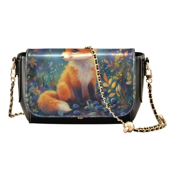 Leather Clamshell Crossbody Bag 10.4x5.5x3.7Inch Women's Crossbody Handbags Shoulder Purse Bank Card Bag Cash Bag Key Bag The Little Orange Fox