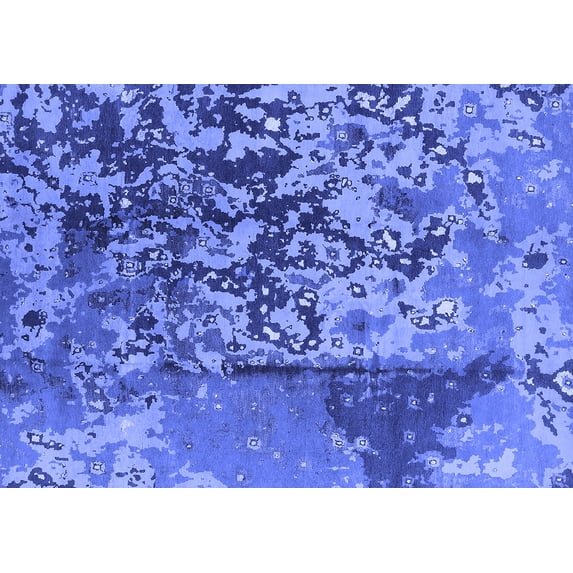 Ahgly Company Machine Washable Indoor Rectangle Oriental Blue Industrial Area Rugs, 7' x 10'
