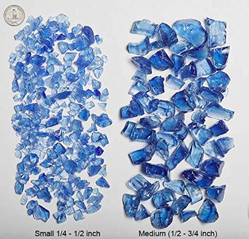 Bahama Blue Blend Premium Outdoor Crushed Fire Glass Rock (5-Pound) Large Size 1/2, 3/4 & 1" inch Chunky - Blended Glass use in Fire Pit, Fire Place (Clear White, Ocean Blue & Aqua) - image 4 of 4