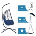 thumbnail image 5 of Enyopro Egg Chair, Patio Wicker Swing Chair with Stand, Aluminum Hanging Chair with Soft Cushion and Pillow, 350lb Weight Capacity for Bedroom Patio Balcony, Navy Blue, 5 of 8