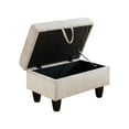 thumbnail image 5 of Grey White Corduroy Storage Ottoman for Living Room Sofa, 5 of 7