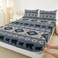 thumbnail image 3 of Homewish Boho Tribal Aztec Bed Sheets,Jungle Animal Bear King Sheets,Blue Gray Sheet Set For Men Women,Super Cozy Room Decor,4-Piece, 3 of 7