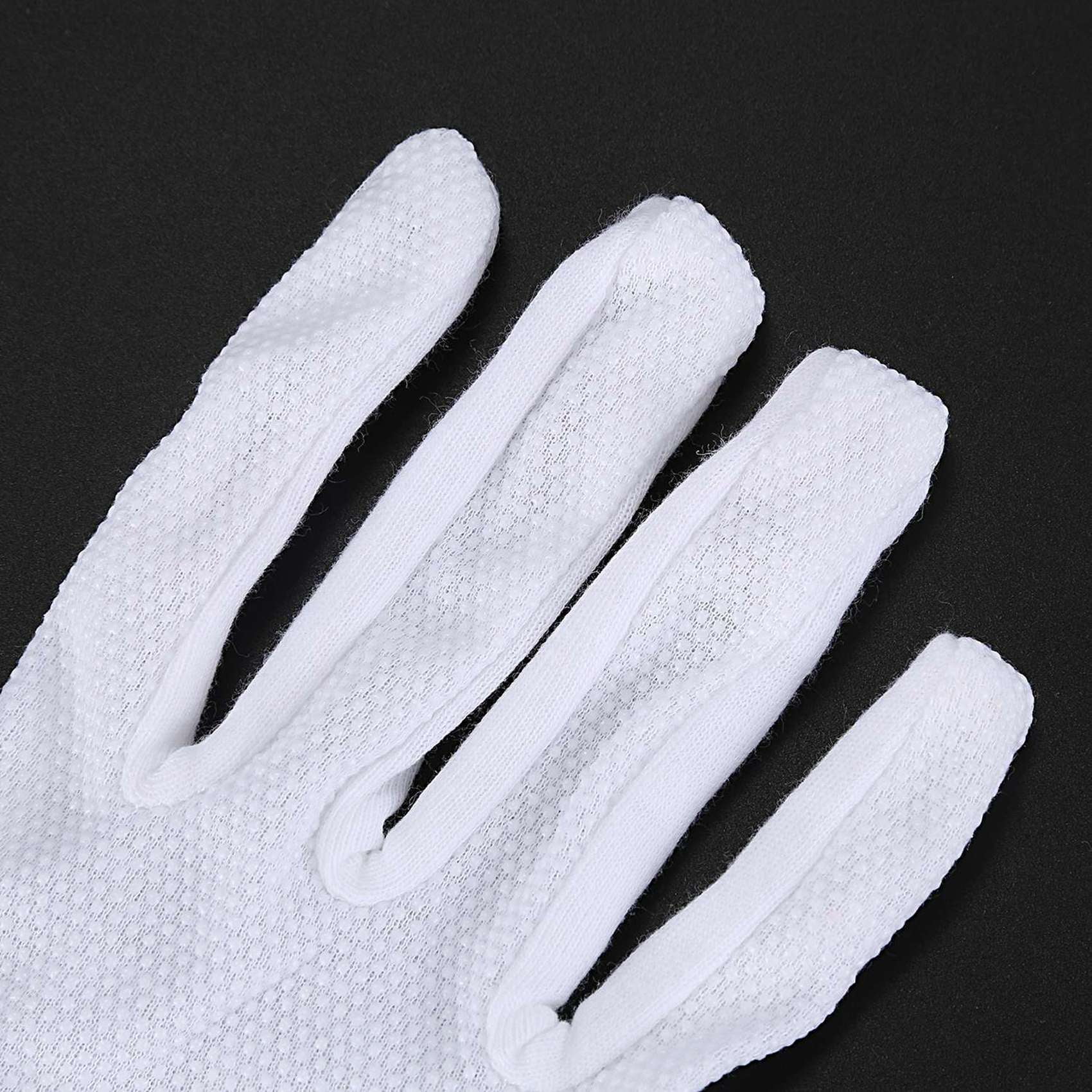 2 Pair Protective Anti-Slip White Cotton Work Driving Gloves
