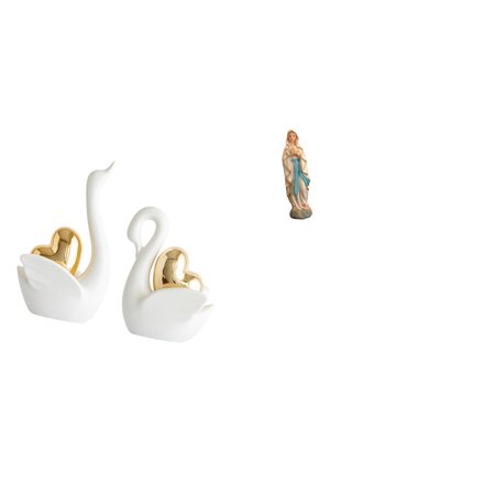 Swan Statue Lady of Luther Figurine Virgin Mary Resin Material Elegant Decorative Art for Office Living Room Shelf