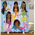 thumbnail image 4 of 4PCS African American Shower Curtain Set, Pink Unicorn Rainbow Stars Afro Black Girl Magic Cute Melanin Princess Girly Bathroom Decor, Waterproof Fabric Shower Curtain, Non-slip Bath Mat, 4 of 7