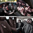 thumbnail image 4 of Uorisanigo Cherry Blossom 14 Pieces Automobile Seat Cover Sets Steering Wheel Cover Car Headrest Cover Center Console Cover Cars Seat Belt Pad Cover Keychain Comfortable Fit Most Car,Suv, 4 of 6