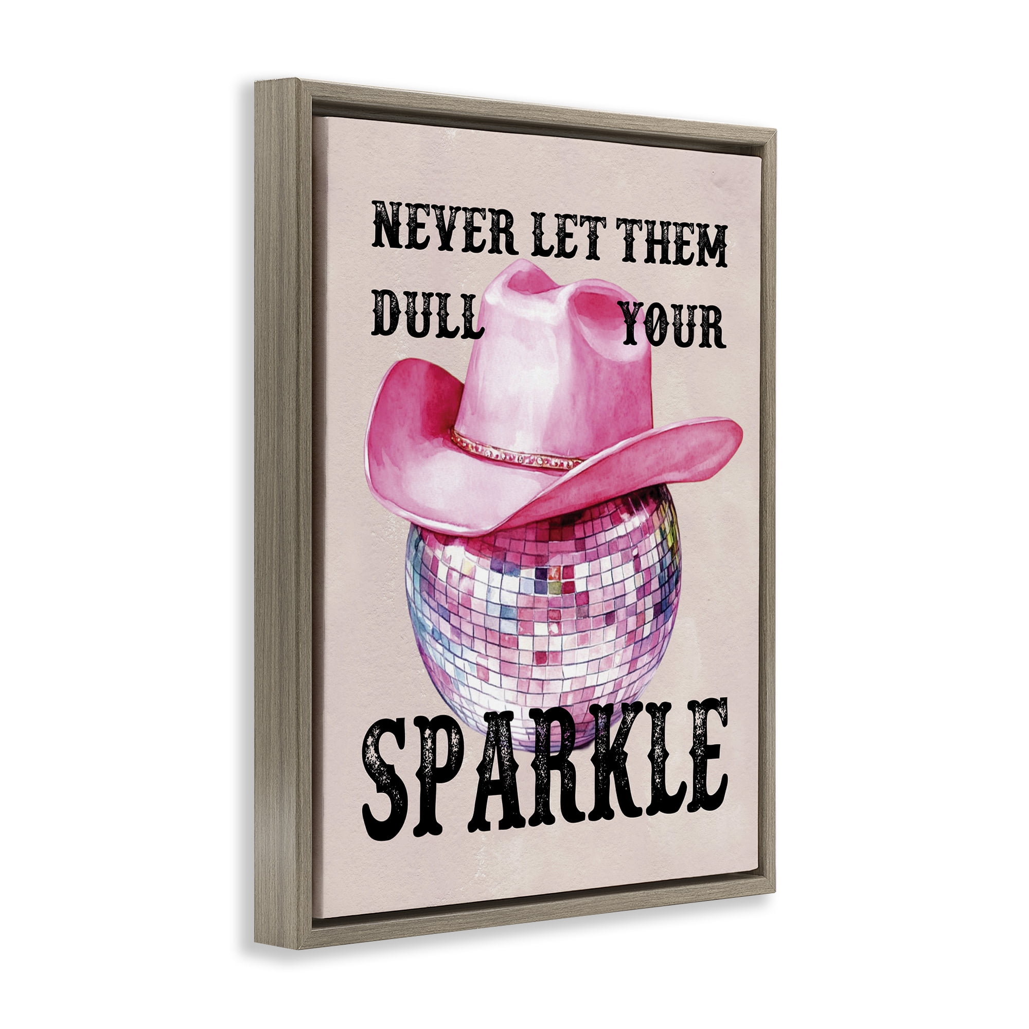 Stupell Industries Don't Dull Your Sparkle Fashion Painting Brown Floater Framed Canvas Art Print Wall Art, 17 x 21