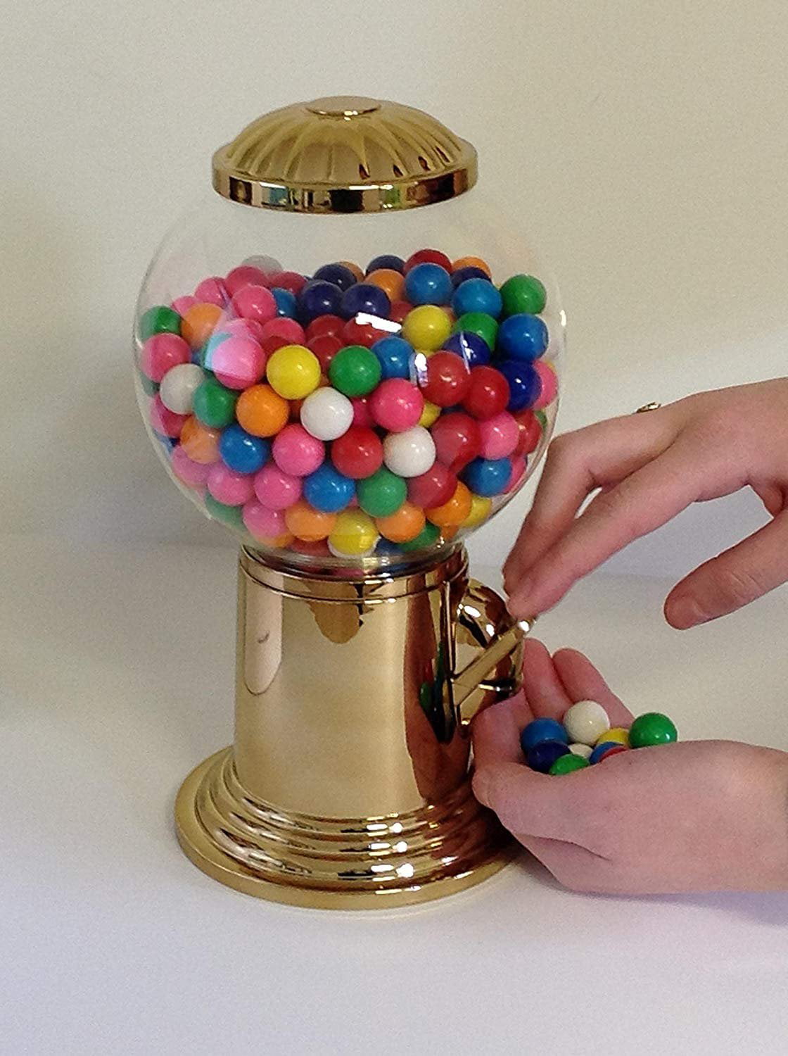 Godinger 9- Inch Refillable Glass Globe Gumball Machine and Candy Dispenser  Antique Style - Gold Color