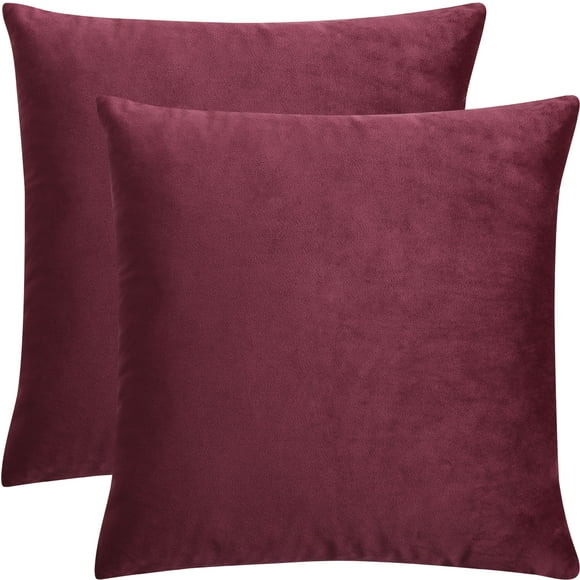 Paquete de 2 Terciopelo Tiro Almohada Funda, Decorativa Suave Sólido Tiro Almohadón Funda para Sofá Diván Cama Silla borgoña