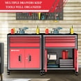 thumbnail image 7 of Rolling Tool Chest, 3 Drawers & 2 Doors Metal Tool Box, Heavy Duty Tool Cabinet with 360° Swivel Wheels, Lock & Keys, Stackable with 4/5/7-Drawer Units via Connecting Rods, 7 of 7