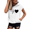thumbnail image 1 of WEIYLL Women Tops Plus Size Loose Letter Print Hooded Sweat Short Sleeve White Blouse Sizes M, 1 of 1