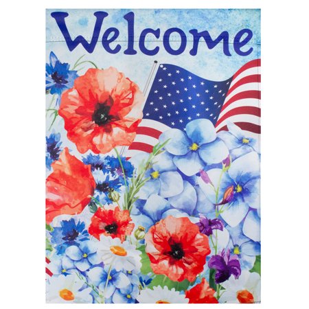 UPC: 0191296298780 | Welcome Patriotic Americana Outdoor Floral Garden Flag 12.5  x 18