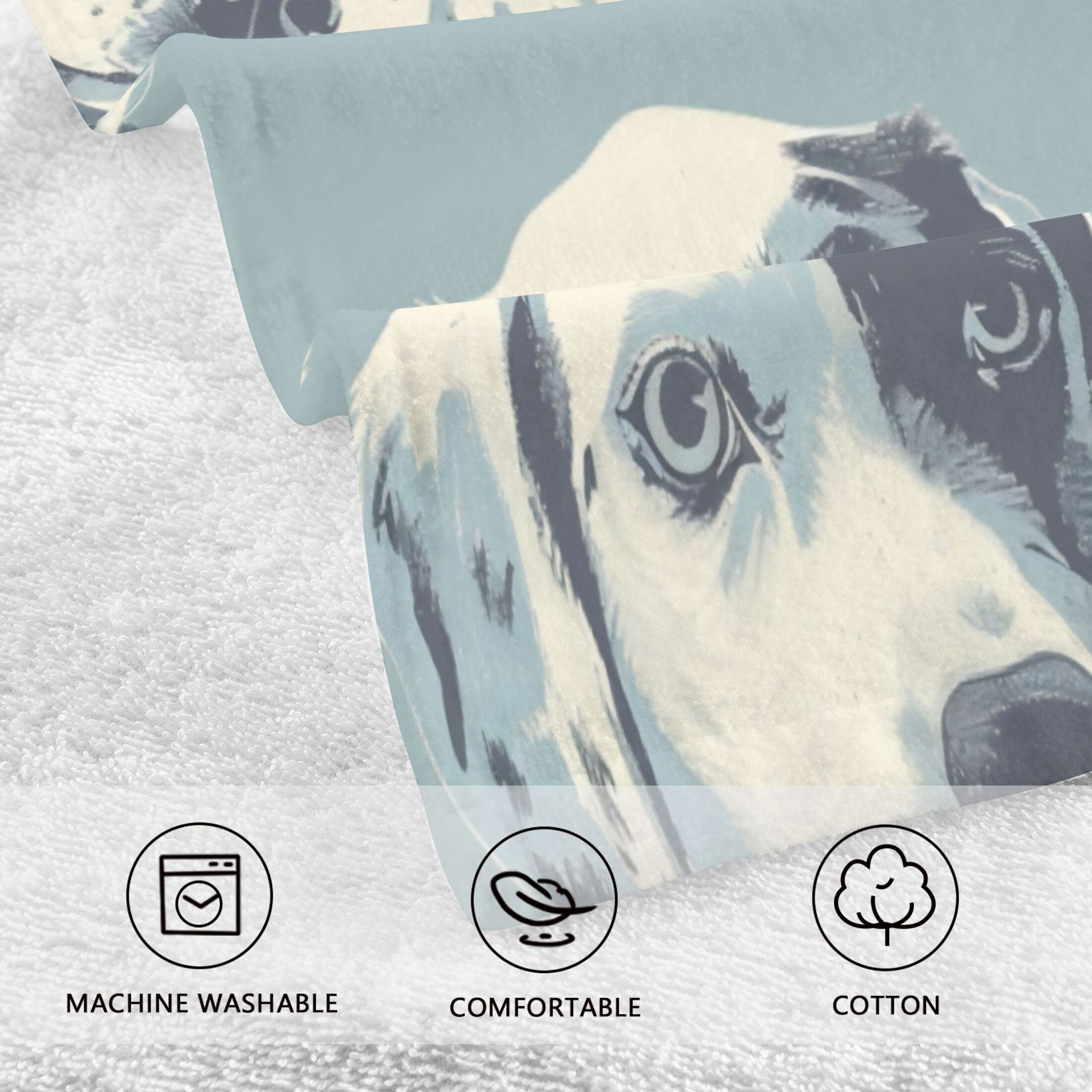 Cotton Towel Two-Piece 16x28 Inch One Sizex2 Face Towel Set Towel Set Cotton Hand Bath Towel Bathroom Beach Black and White Gog Face