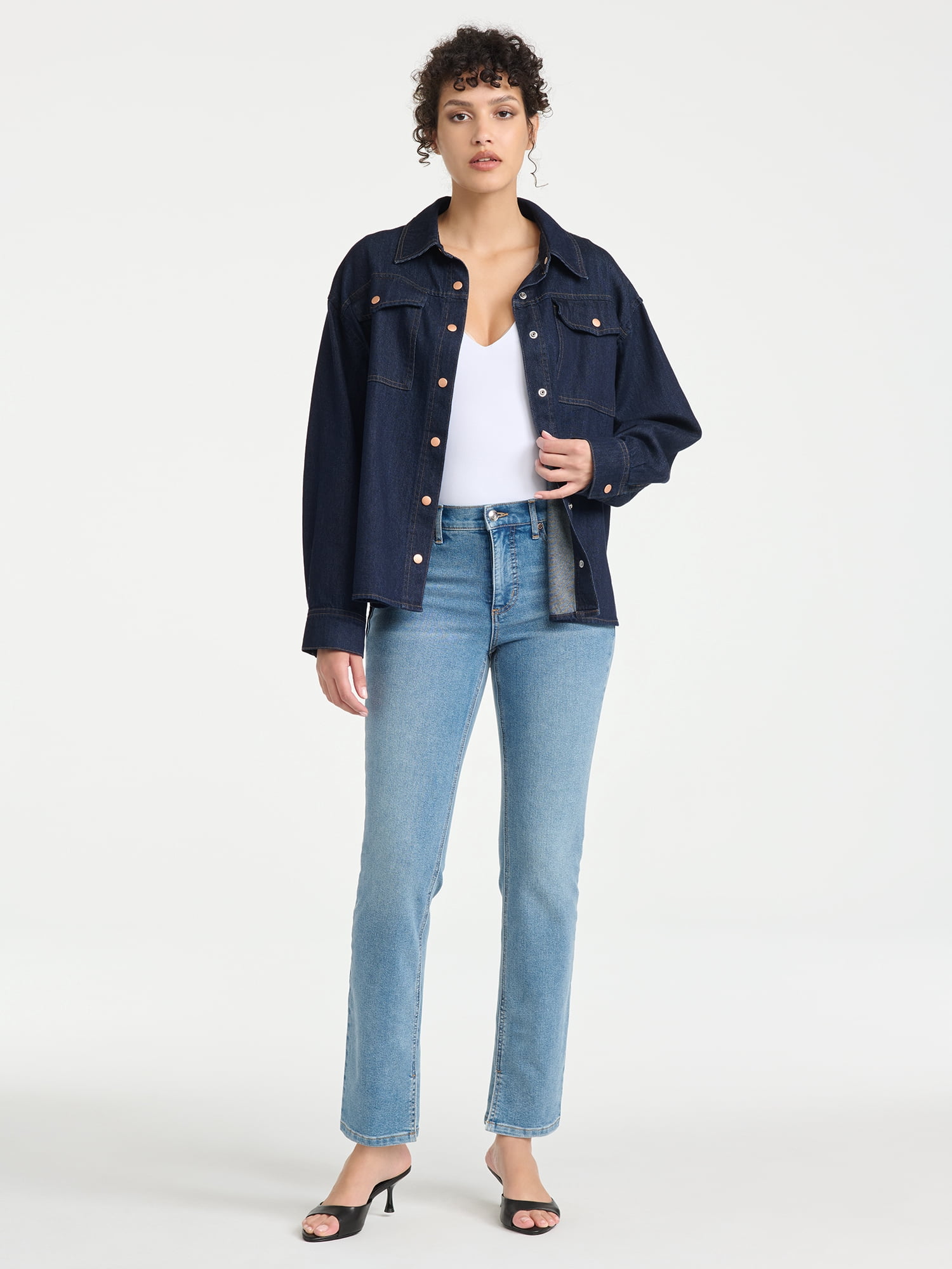 Sofia Vergara Women's Relaxed Boyfriend Shirt, Sizes XS-XXL