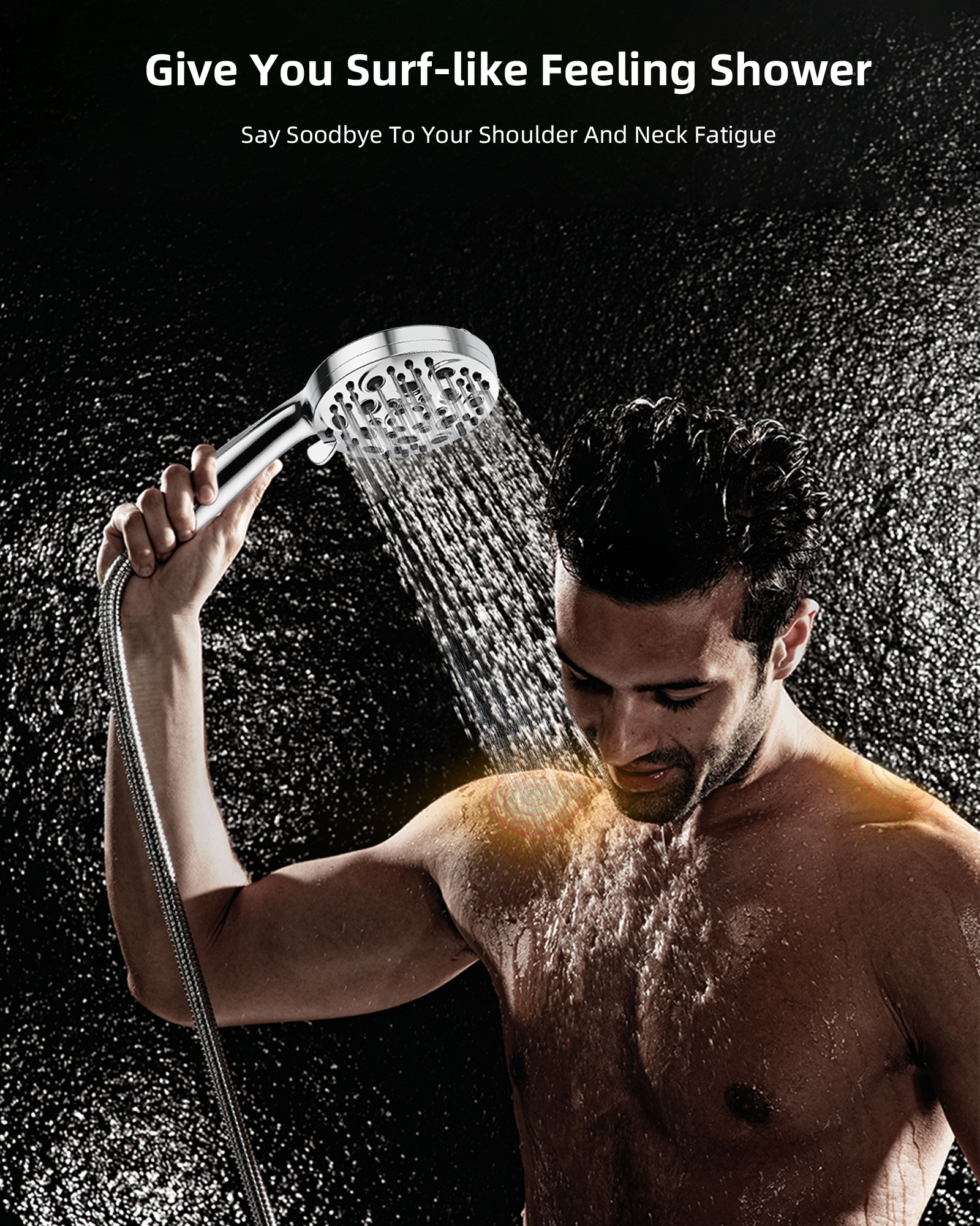 HODVIT High Pressure Handheld Showerhead with 60" Stainless Hose photo 3