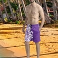thumbnail image 5 of Binienty Men's Board Shorts Beach Shorts With Purple Floral Design - Quick Dry for Summer Surfing and Beach Vacations, 5 of 10