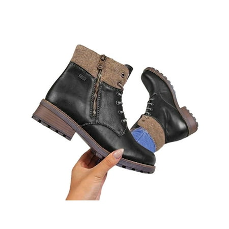 

UKAP Womens Ladies Grip Sole Lace Up Warm Winter Hiking Ankle Boots Combat Walking Shoes