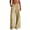 thumbnail image 3 of cocolona Womens Summer Casual Palazzo Pants Elastic Waist Drawstring Wide Leg Cargo Beach Trousers with Pockets, 3 of 5
