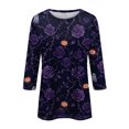 thumbnail image 2 of Halloween Plus Size Tops for Women 3/4 Length Sleeve Womens Blouse Fall Loose Crew Neck Witch Graphic T Shirts Halloween Costume & Gift, 2 of 5
