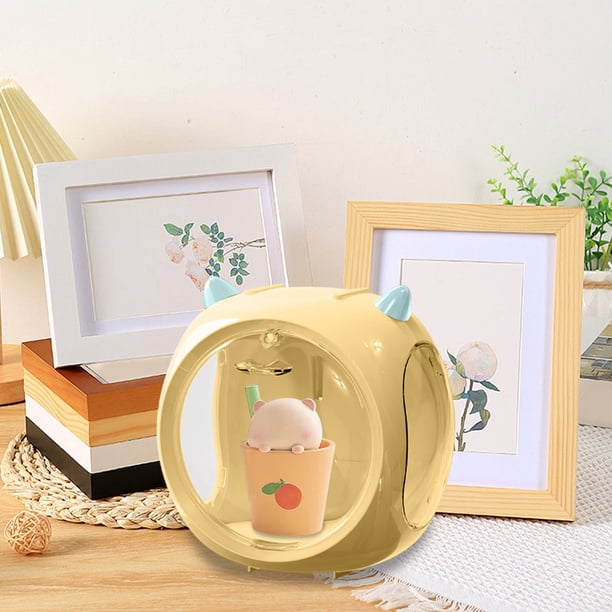 Caja de plástico amarilla con tapa magnética | Tapa transparente para coleccionables y juguetes | Organizador apilable de 14,8 x 11,7 x 14,6 cm | Vitrina para objetos domésticos y figuras