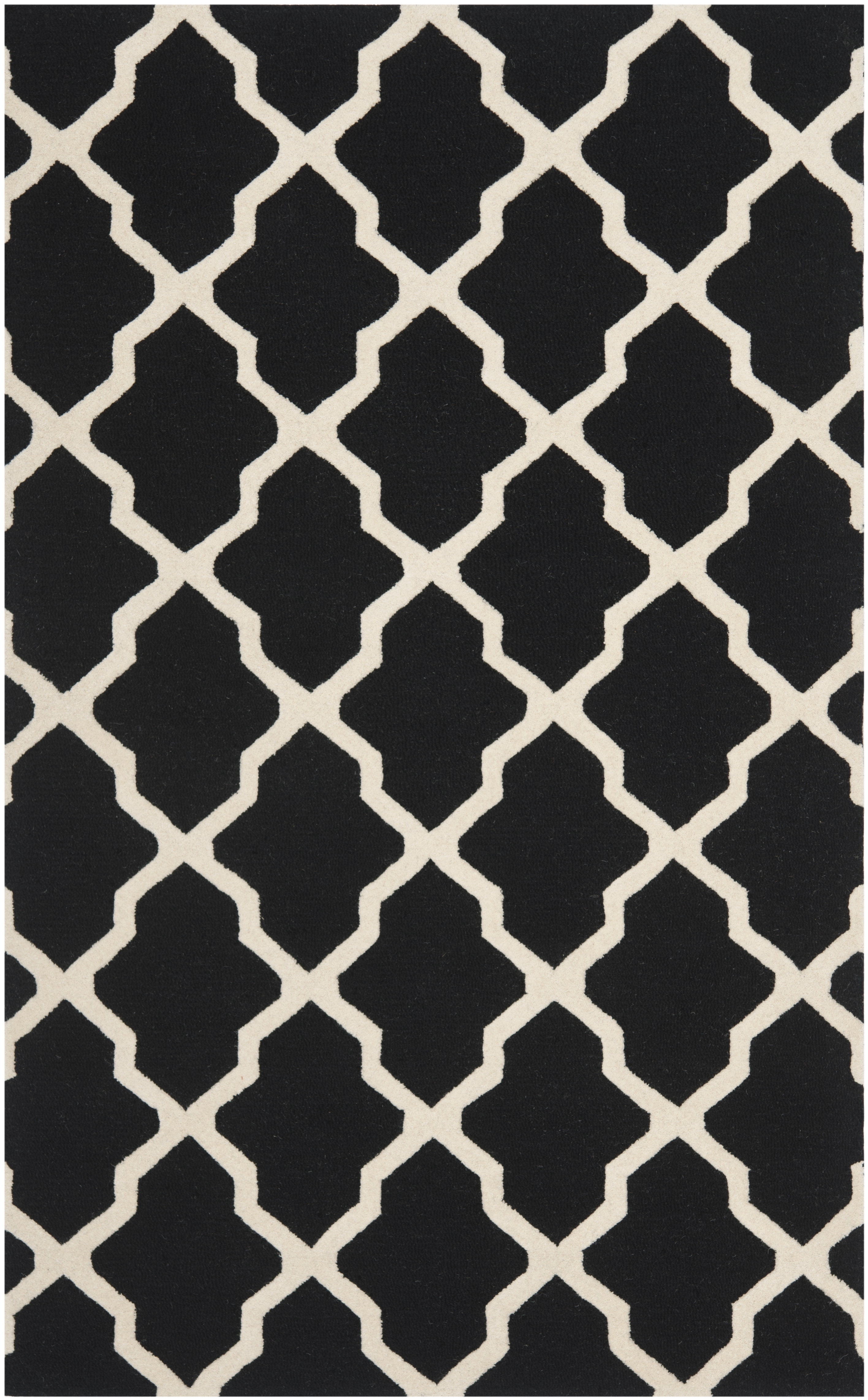 SAFAVIEH Cambridge Liam Geometric Wool Area Rug, Black/Ivory, 5' x 8'