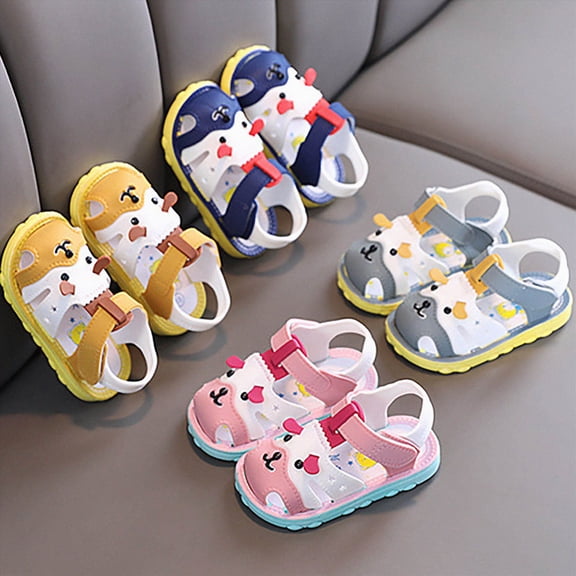 Baby Boy Girl Summer Sandals Rubber Sole Close Toe Children Slip on Non Slip Comfortable First Walk Shoes Yellow Size 7 Toddler