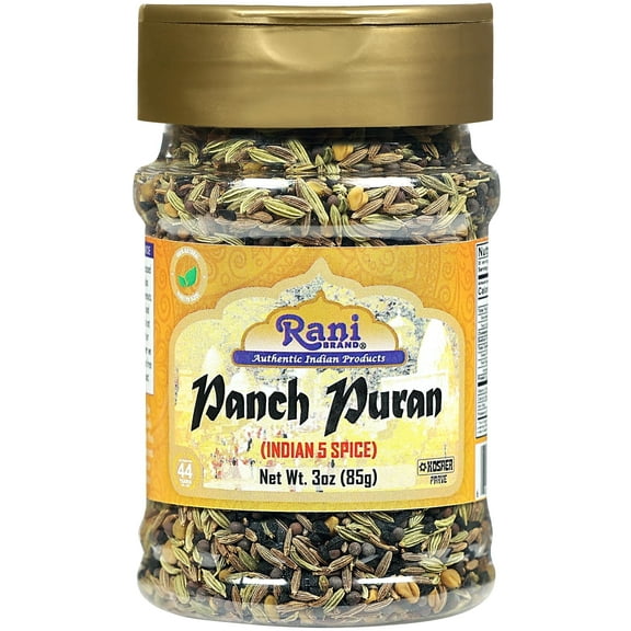 Rani Panch Puran (5 Spice) 3oz (85g) PET Jar ~ All Natural | Vegan | Gluten Friendly | NON-GMO | Indian Origin (Equal Blend of Fenugreek, Mustard, Kalonji/Nigella, Fennel and Cumin)