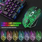ZIYOULANG Wireless Gaming Keyboard and Mouse Combo with 87 Key Rainbow LED Backlight Rechargeable 3800mAh Battery Mechanical Feel Ergonomic Waterproof RGB Mute Mice for Computer PC Mac PS4 Gamer-Black