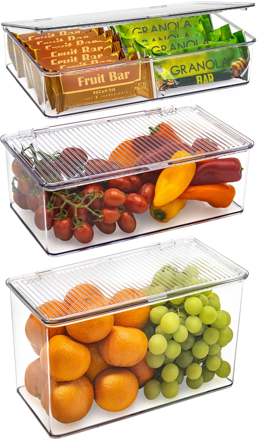 Sorbus Organizer Bins, with lids, Kitchen Pantry Organization Storage bins, for fridge, freezer, Food Storage, containers for organizing, Cabinet Organizers