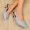 thumbnail image 5 of Dakaela Women's Pumps Slingback Low Kittens Heels Plaid Denim Sparkly Dressy Sandals Wedding Bridal Prom Party Dress Shoes Size 6-10 Blue, 5 of 9