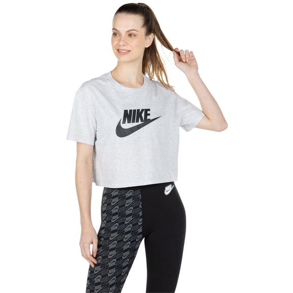 Nike Sportswear Essential Women's Cropped Logo T-Shirt, Birch Heather, S