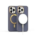 thumbnail image 4 of For Apple iPhone 15 (6.1") Ultimate PU Leather Hybrid with MagSafe Compatible Bumper Gold Frame Protection Cover ,Xpm Phone Case [ Lavender ], 4 of 6