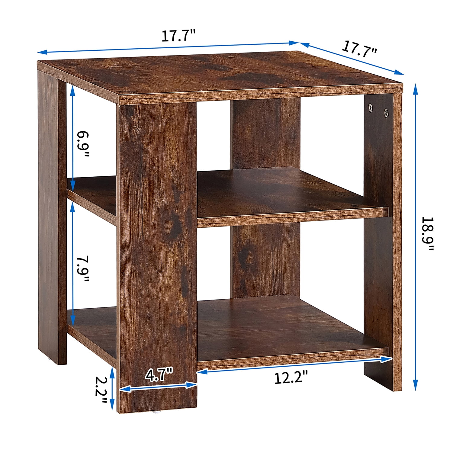 Kadyn Square Night Stand, 3-Tier Nightstand with Storage, Modern MDF End Table for Bedroom, Rustic Brown Kadyn Square Night Stand, 3-Tier Nightstand with Storage, Modern MDF End Table for Bedroom, Rustic Brown