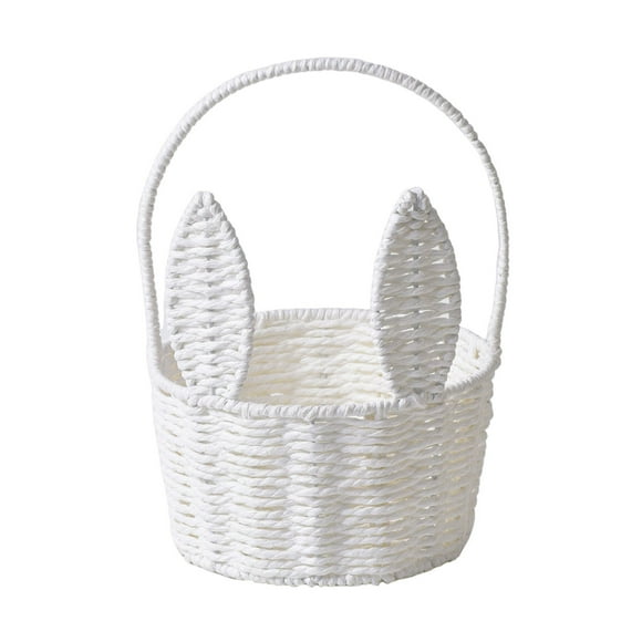 Binwennn Moving And Storage Bags Metal under Bed Storage Easter With Handle Easter Rabbit Vine Weaving Picnic With Rabbit Ears Straw Wicker Easter Egg Candy Suitable For Egg Party Supplies Easter