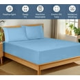 thumbnail image 3 of Royale Linens 100% Organic Cotton Fitted Sheet - Percale Weave - Super Soft Deep Pocket Bottom Sheets - Lake Blue Elastic Sheet Full Size - Full Fitted Sheets Only - (54"x75"+15", Lake Blue), 3 of 9