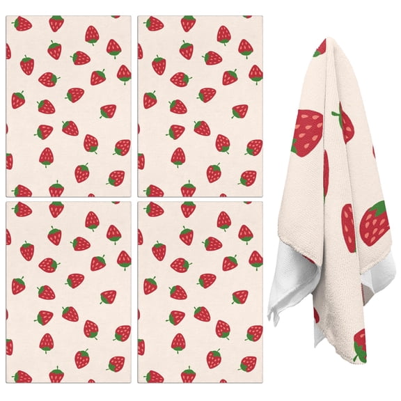 Strawberry Kitchen Towels Set of 2,Ultra Absorbent & Fast Drying Farmhouse Dish Towels 18x26 Inch,Decorative Hand Towels for Kitchen,Bathroom,Cooking,Baking,Housewarming Gift.