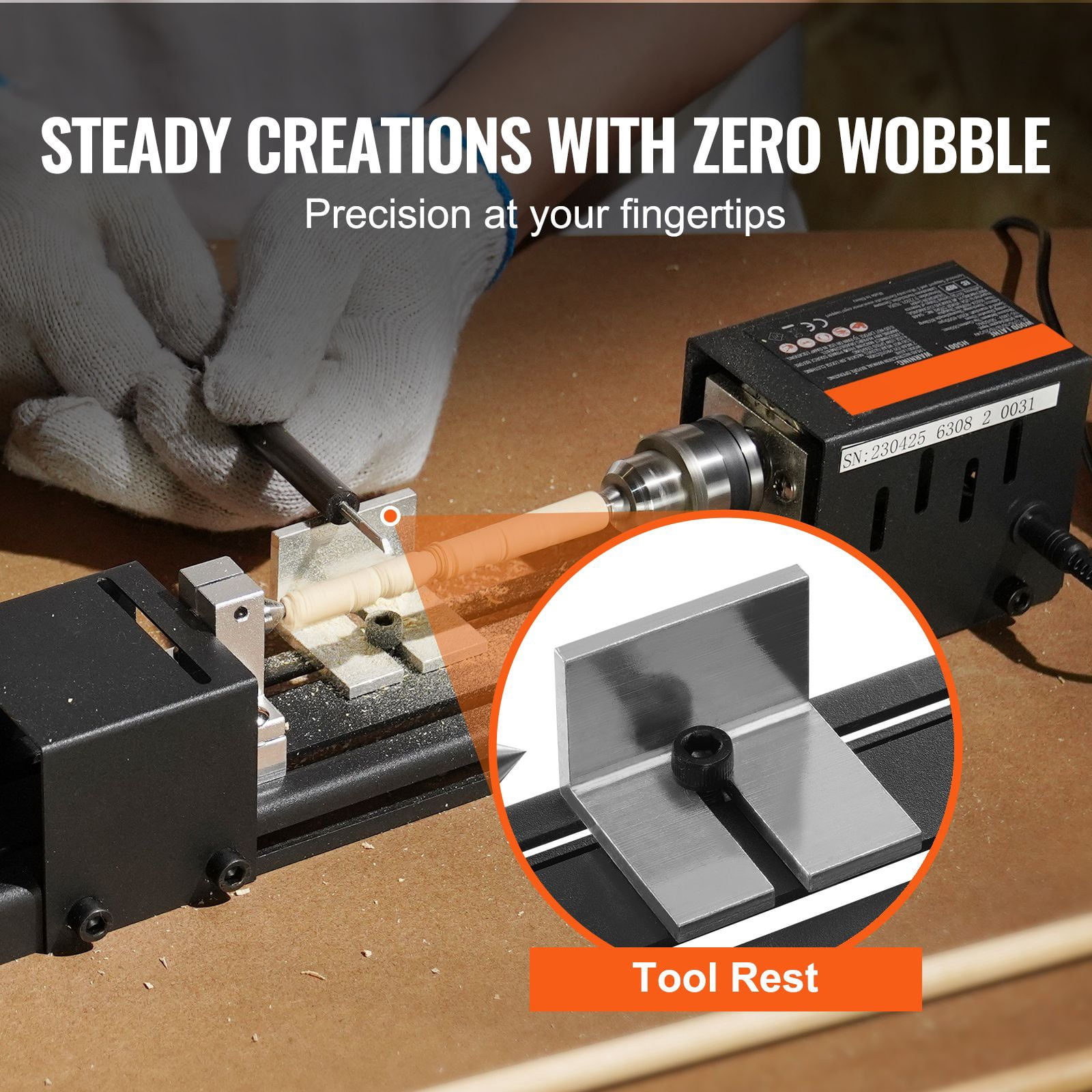 Mini Wood Lathe 7 Inch 96W 7 Speeds 4220-8500 RPM for Home DIY Woodworking