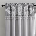 thumbnail image 3 of Chezmoi Collection Royal 4-Piece Jacquard Floral Window Curtain Set, Gray/Silver, 3 of 7
