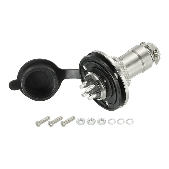 Uxcell Aviation Connector GX16 4Pins 16mm Silver Male Female Panel Metal Aviation Wire Connector with Aviation Plugs Cap