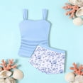 thumbnail image 2 of DHFJKG Tankini Swimsuits For Women 2 Piece Set Ruched Tankini Top Floral Printed High Waisted Swimwear Shorts Bottom Trendy Beachwear, 2 of 3