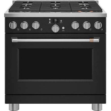 Café - 36 in. Wide 6 Burners 5.75 Cu. Ft. Freestanding Dual Fuel True Convection Range, Customizable - Matte Black