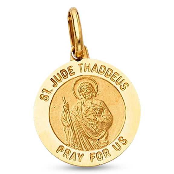 14k Yellow Gold St Jude Thaddeus Prayer Pendant Religious Christian Charm Catholic Solid 18 x 18 mm