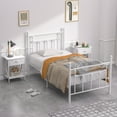 thumbnail image 2 of VECELO 3-Piece Bedroom Set with Metal Bed Frame and Set of 2 Nightstand, Twin Size, White, 2 of 7