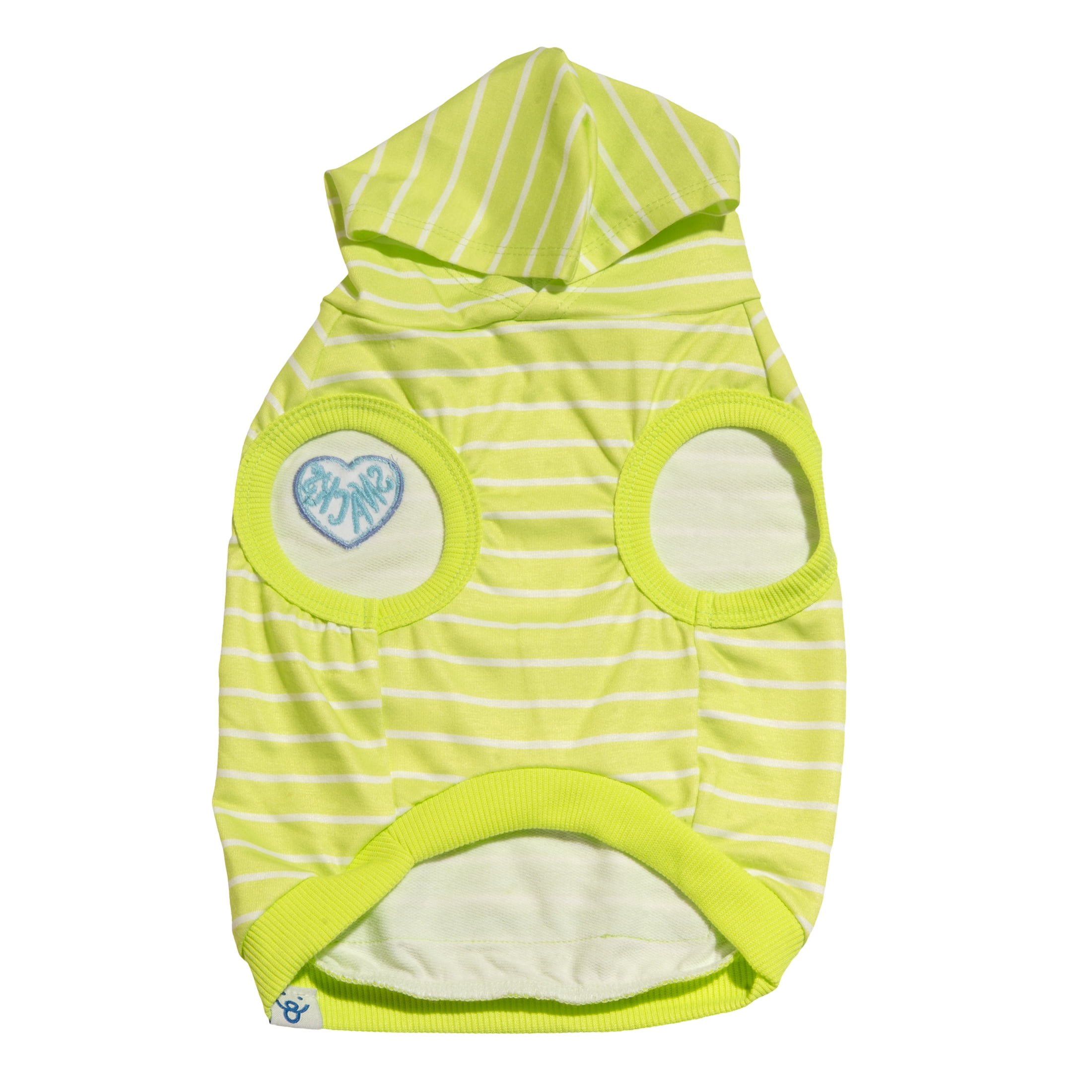Oodles Green Love Snacks Striped Knit Bubble Hem Spring Dog Hoodie, Small
